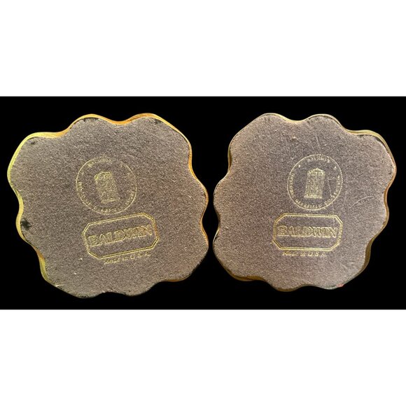 Vtg Baldwin Deerfield Collection Brass Scalloped Bottom Candlestick Holders USA - Picture 3 of 4